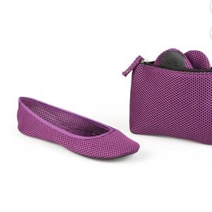 Purple Mesh Women's Flats with Matching Pouch
